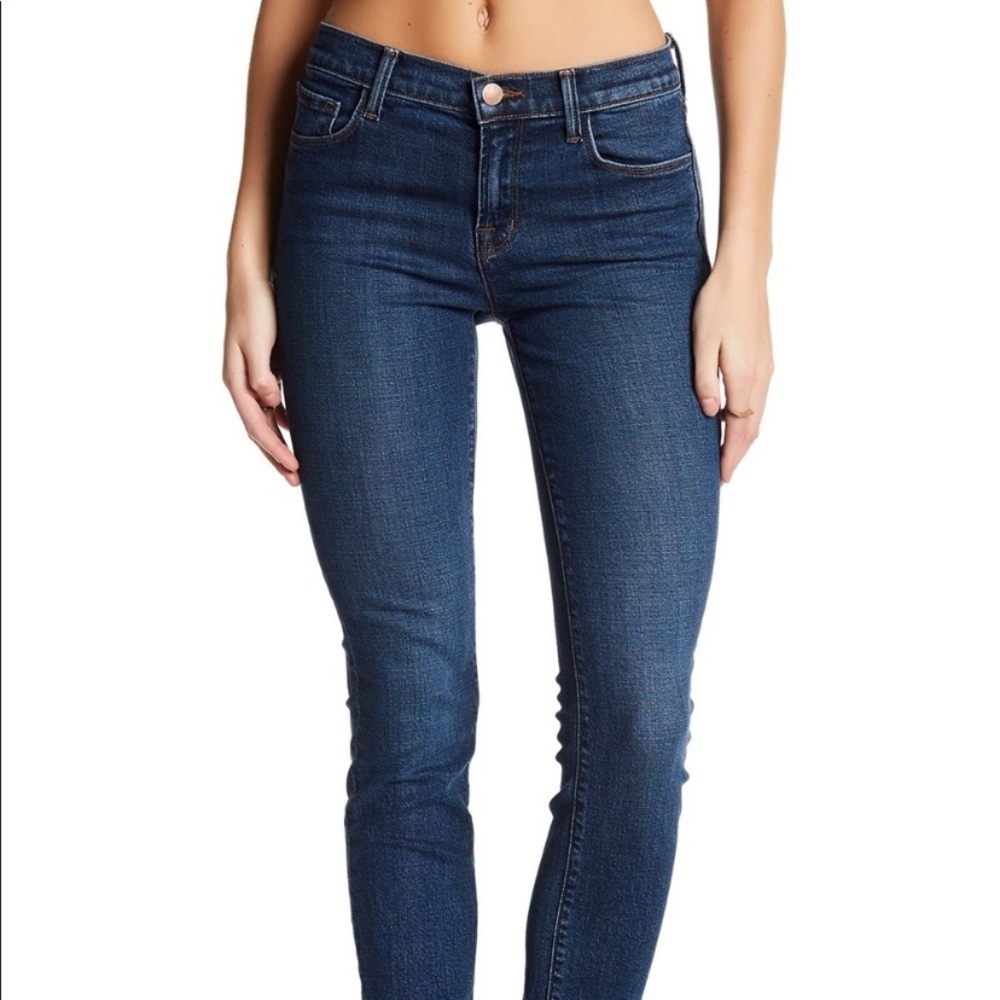 J Brand Blue Skinny Leg Mid-Rise Jeans with Sleek Fit
